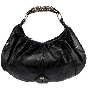 Yves Saint Laurent Gold Handle Black Mombasa Hobo